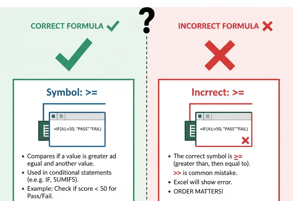 greater than or equal to in excel