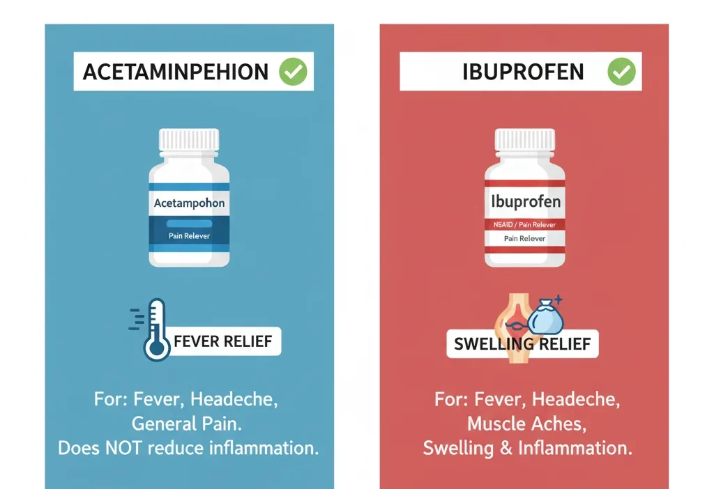 Acetaminophen or Ibuprofen